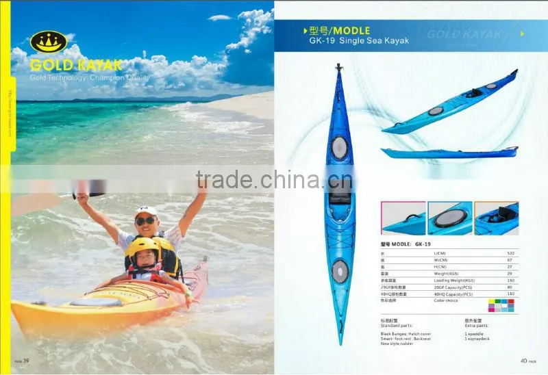 hot selling 2014 new style plastic one person sit in sea kajak good quality ocean kayak popular in Europe
