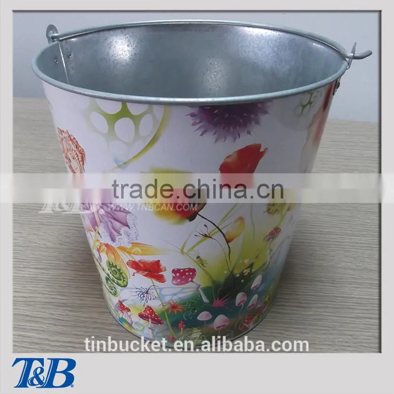 beautiful gardening tin pail