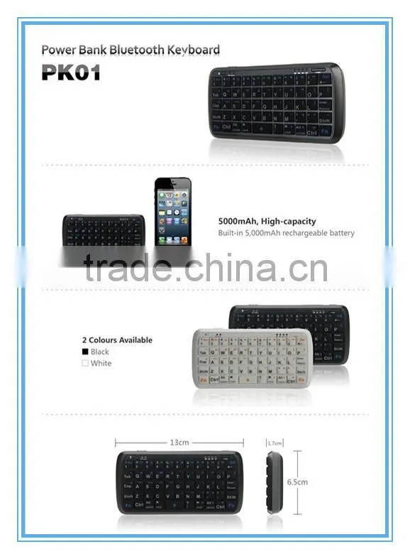 ultra slim mini bluetooth 3.0 wireless keyboard for iphone 5 keyboard power bank 5000mah