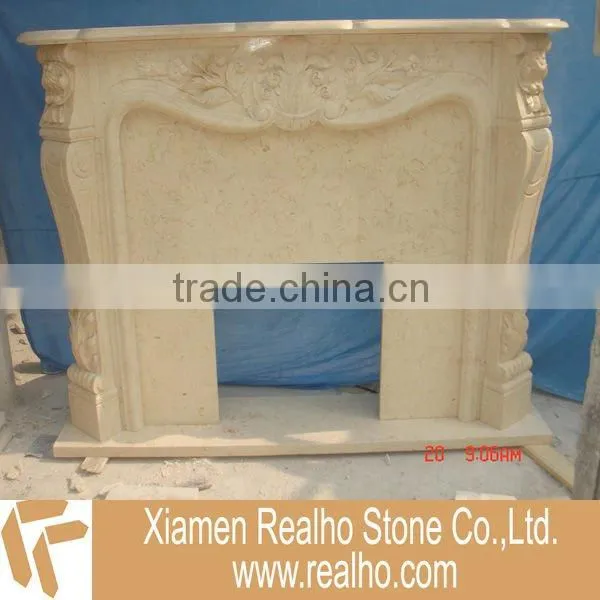 Beige Marble Fireplace
