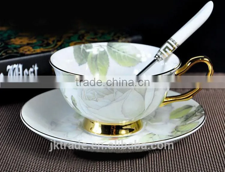 England style gold bone china coffee cup and saucer set for lovers and gift