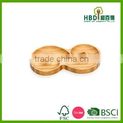Hot selling S-curved wood bamboo food tray