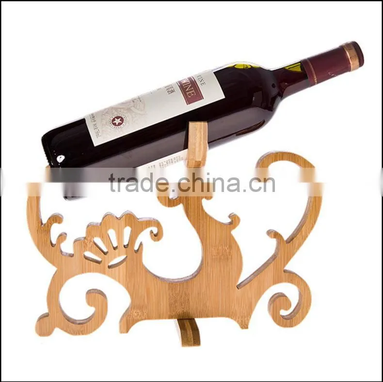 WR020/100% Bamboo Material Hot Sale Elk Shaped Folding Bamboo Wine Rack