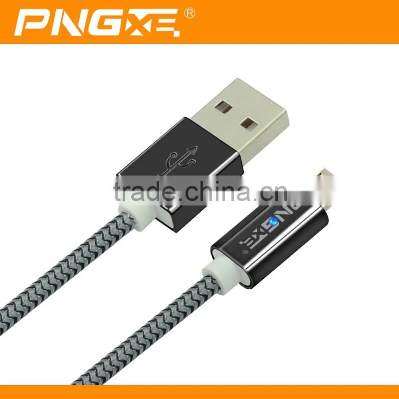 PNGXE High quality fast charging micro usb cable for iphone 6 charger cable with usb led light magnetic usb cable