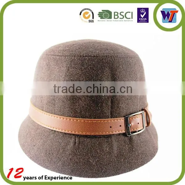 2015 High Quality Women Fashion Cap Custom Wool Felt Hats With Fur Buckle