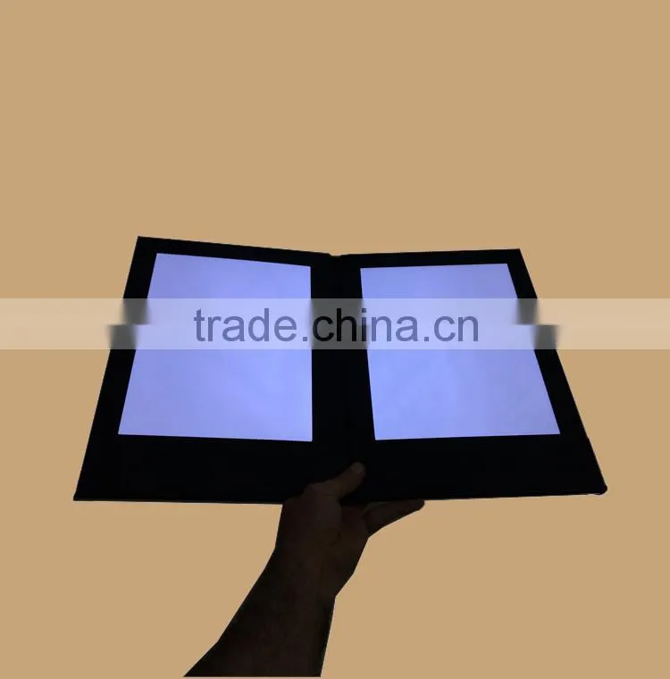 2015 a4 restaurant leather led menu cover for hotel