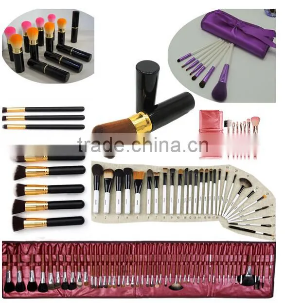 Wholesale makeup brush 7 pcs cosmetic brush set luxury gold aluminum handle private label