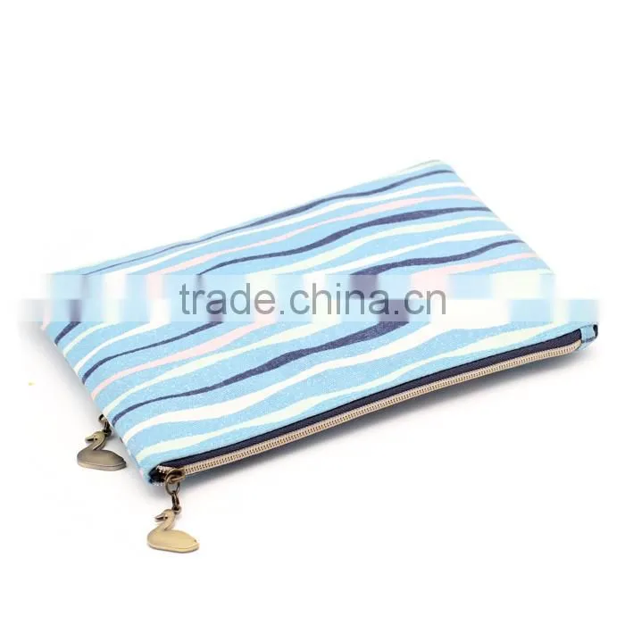 2015 new printed small cotton canvas zipper bag