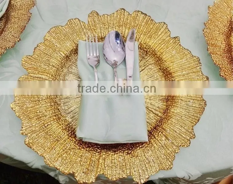 wholesale fancy dishes silver gold glass dish plate