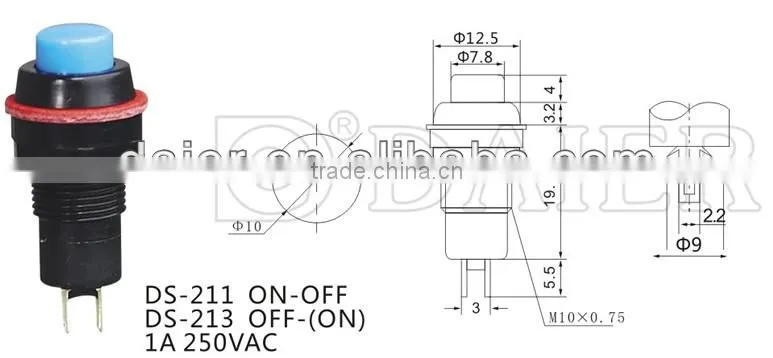 DS-211 10mm self-lock push switch