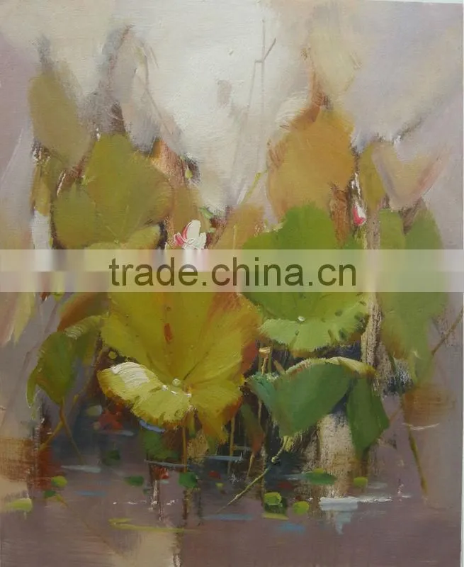 handmade original lotus flower oil painting high quality