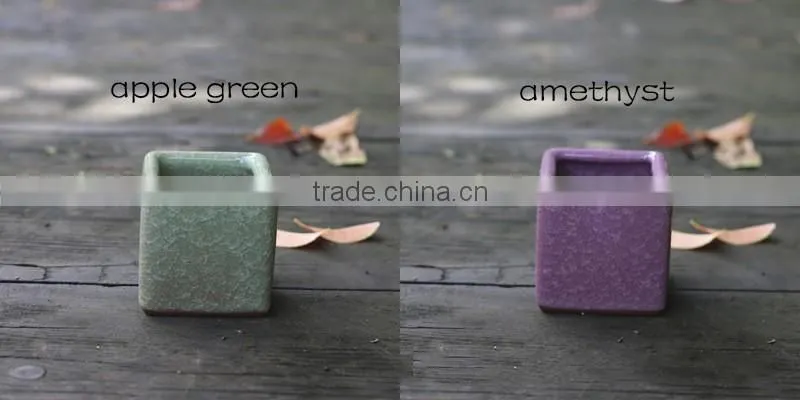 Whosale different colours decoration square ceramic bonsai pots china with hole
