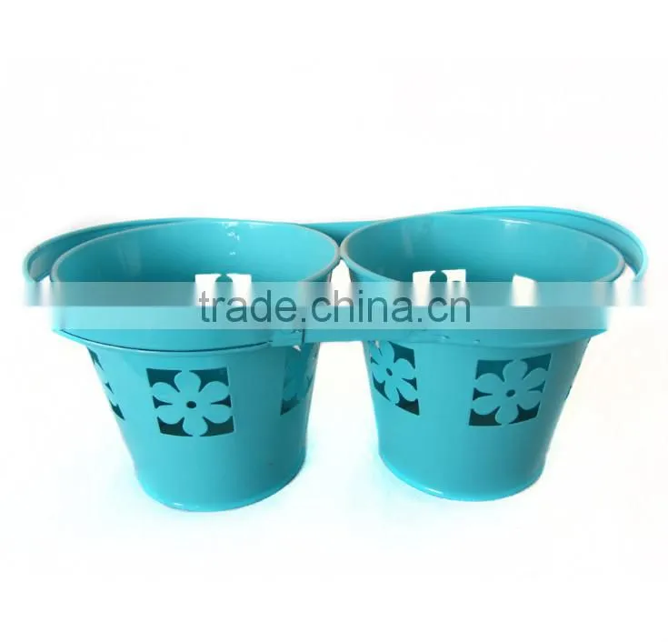 Double Shaped Small Hanging Metal Twin Flower Pail for Twin Kis