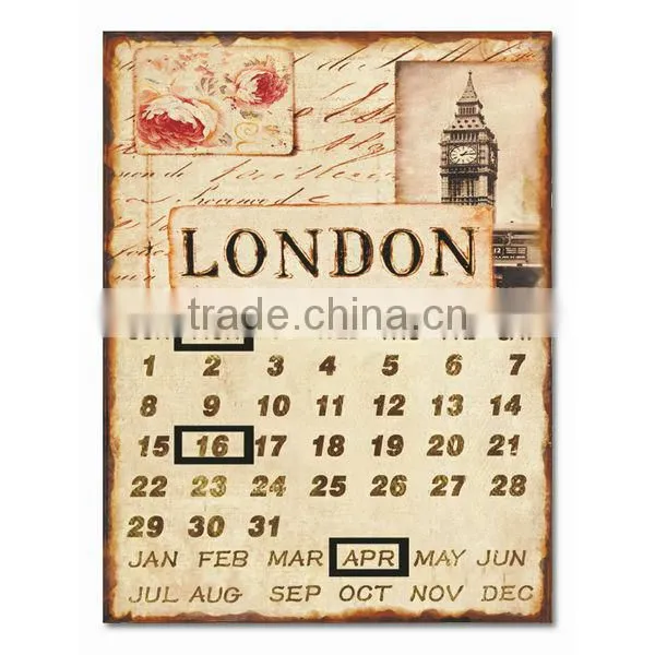 Decorative Vintage Metal Sign Antique Metal Plaque Calendar Metal Wall Plaque