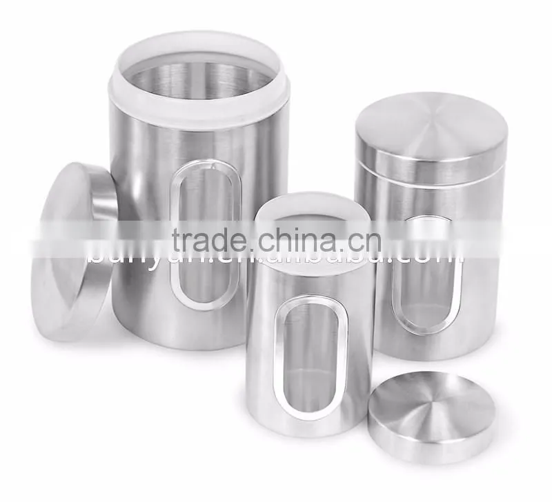 3PCS Kitchen Food Coffee Tea Sugar Flour Stainless Steel Storage Canisters