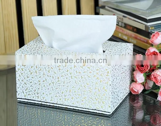 Wholesale Stock Small Order Rectangle PU Tissues Storage Box Napkin Holder