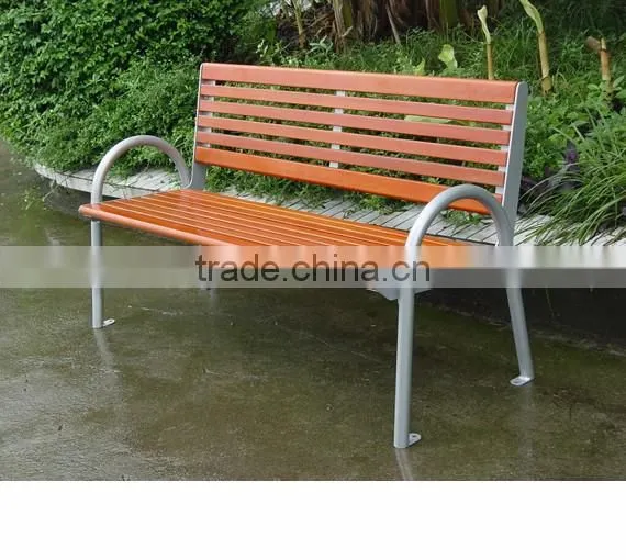 steel and wood patio bench