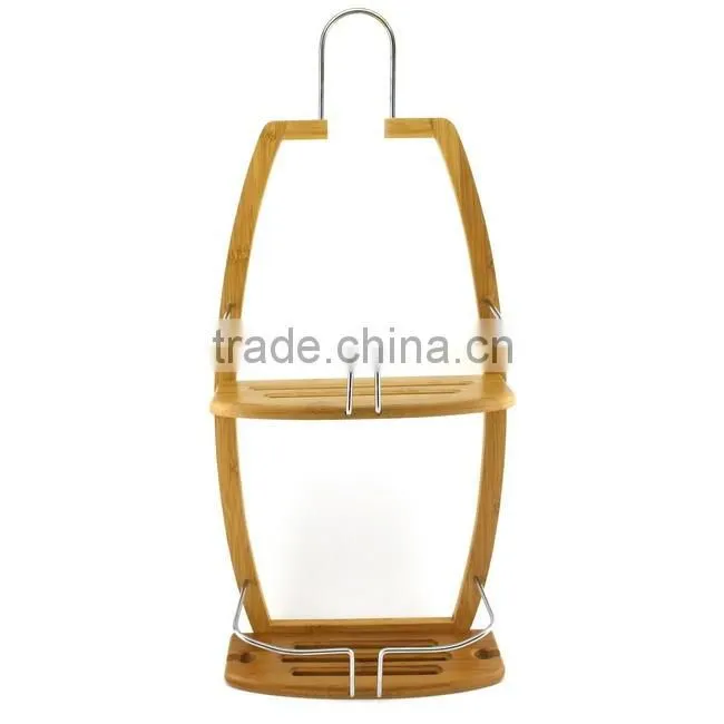 2-Tier Decorative Bamboo Bathroom Hanging Storage Basket