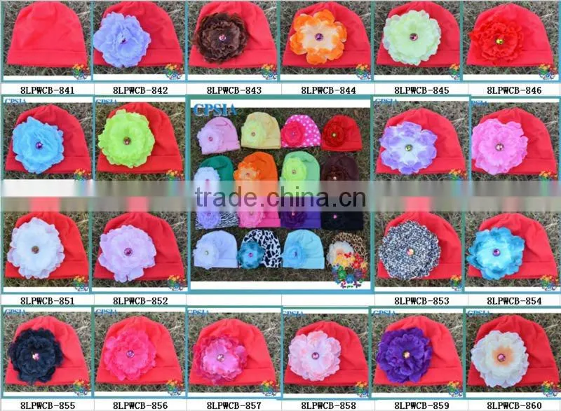 baby winter hat Toddler Cotton knit beanie with peony flower