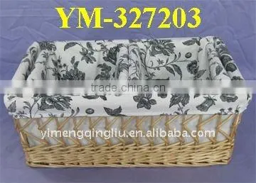 Eco-friendly set of 5 willow storage basket with fabric liner