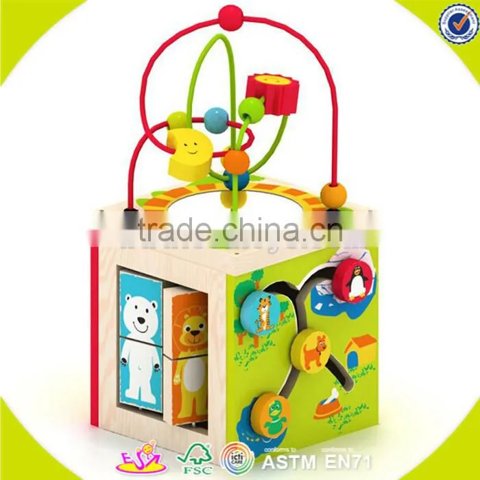 wholesale baby wooden cube beads toy, high quality kids wooden cube beads toy, hottest wooden cube beads toy W11B058