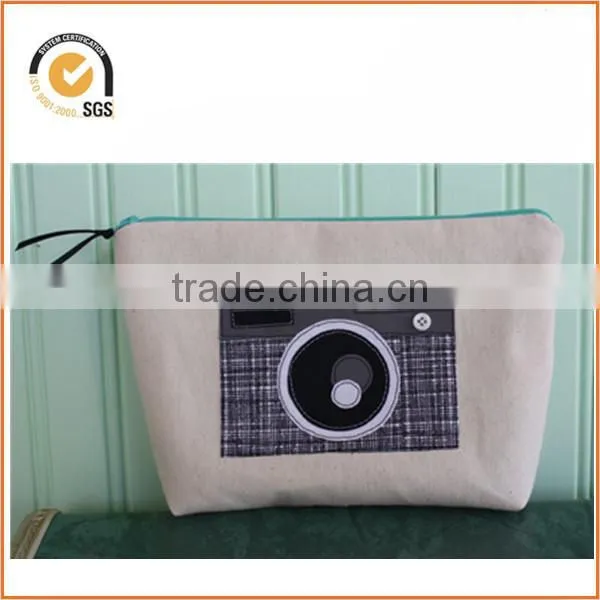 Waxed Canvas Cosmetic/Toiletry Zipper Pouch (Yellow and White) By Chiqun Dongguan CQ-H01097