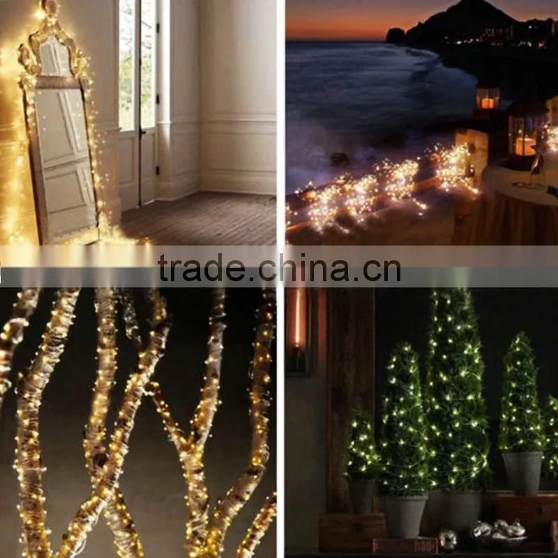 2016 new arrival Copper Solar LED Strings 100 LED Starry LED String garden Lights 10m