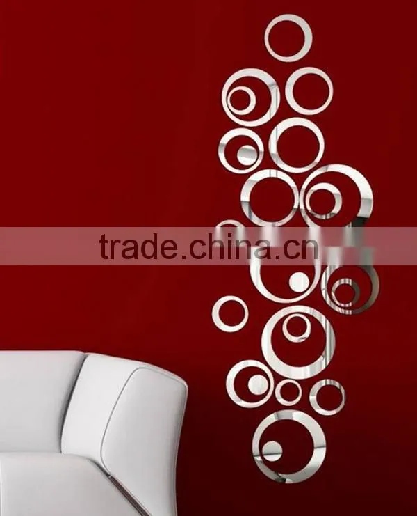 Fashion decorative wall mirror clock sticker , sitting room 3D mirror wall stickers