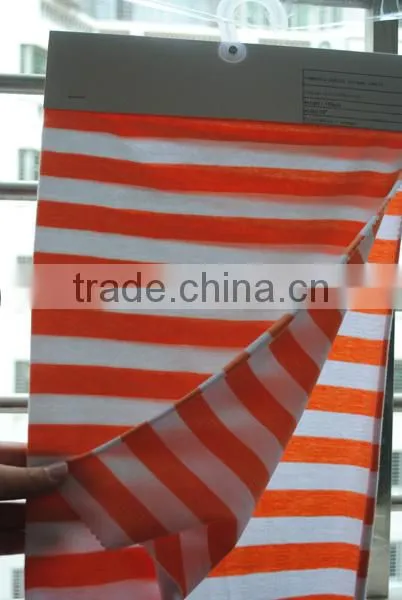 Orange and whtie striped fabric,100% cotton single jersey