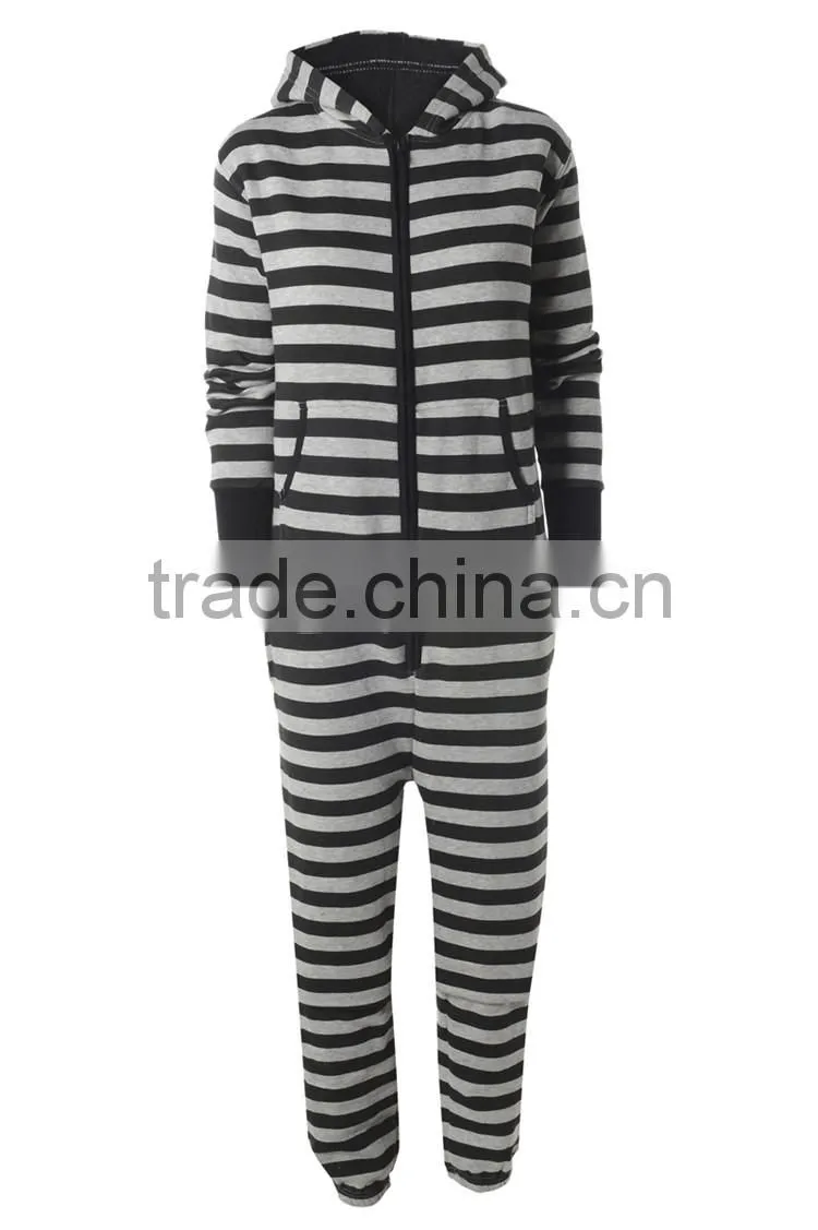 PA0050A Womens STRIPED HOODED ONESIE