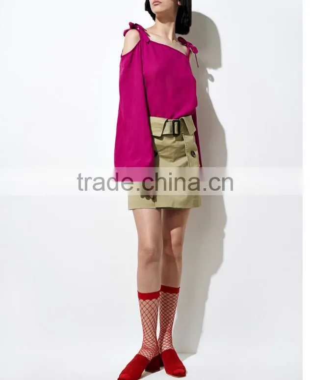 2017 Newest Summer Elegant Style Plain Cold Shoulder Blouse