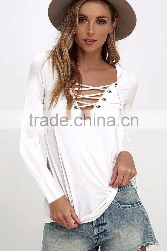 2017 latest fashion design sexy ladies top women fashion cutting blouse
