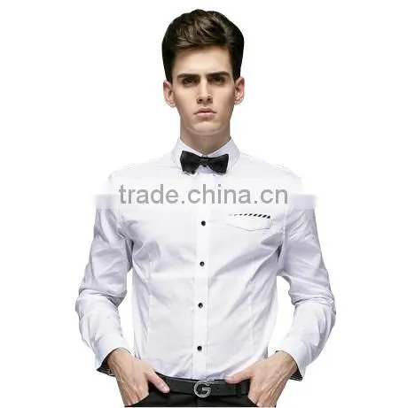 new men's slim fit brand contrast collar button down plain white dress shirt with long sleeves and pocket