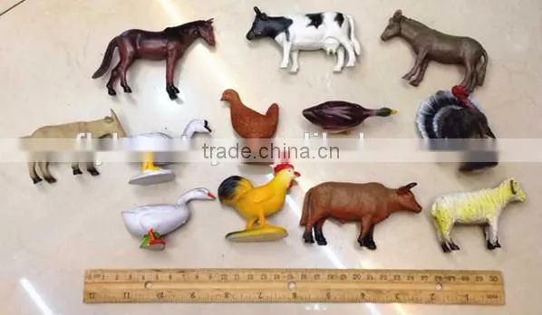 12pcs PVC plastic farm animal cartoon figure toy 3D plastic toy