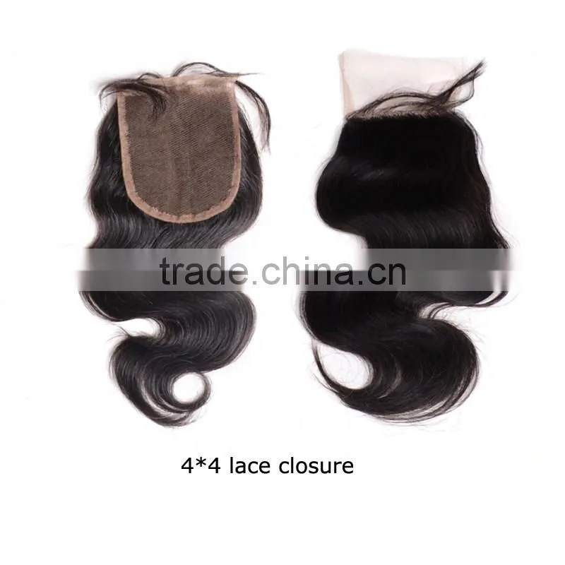 7A Closure Brazilian Body Wave Lace Closure Bleached Knots,4X4 Closure with Baby Hair Free Part Middle Part 3 Way