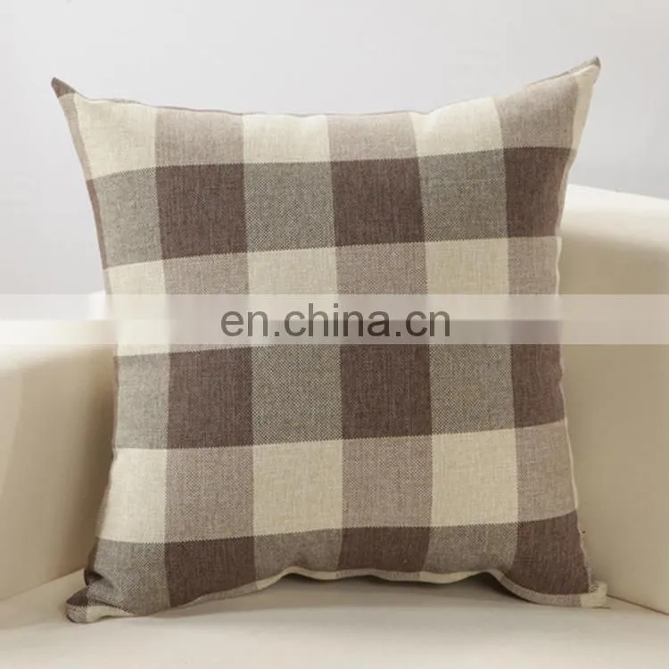 Home Grid Pillow Case Sofa Cushion Cover Custom
