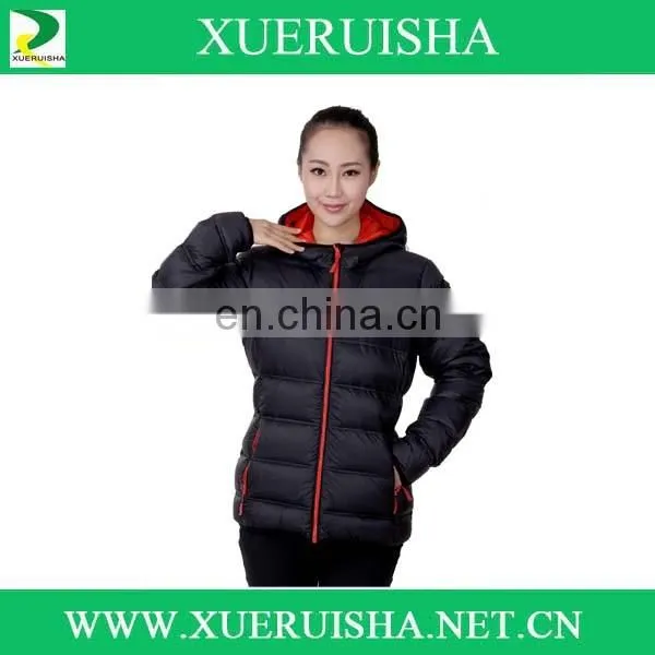 soft woman wear winter down jacket to keep warm