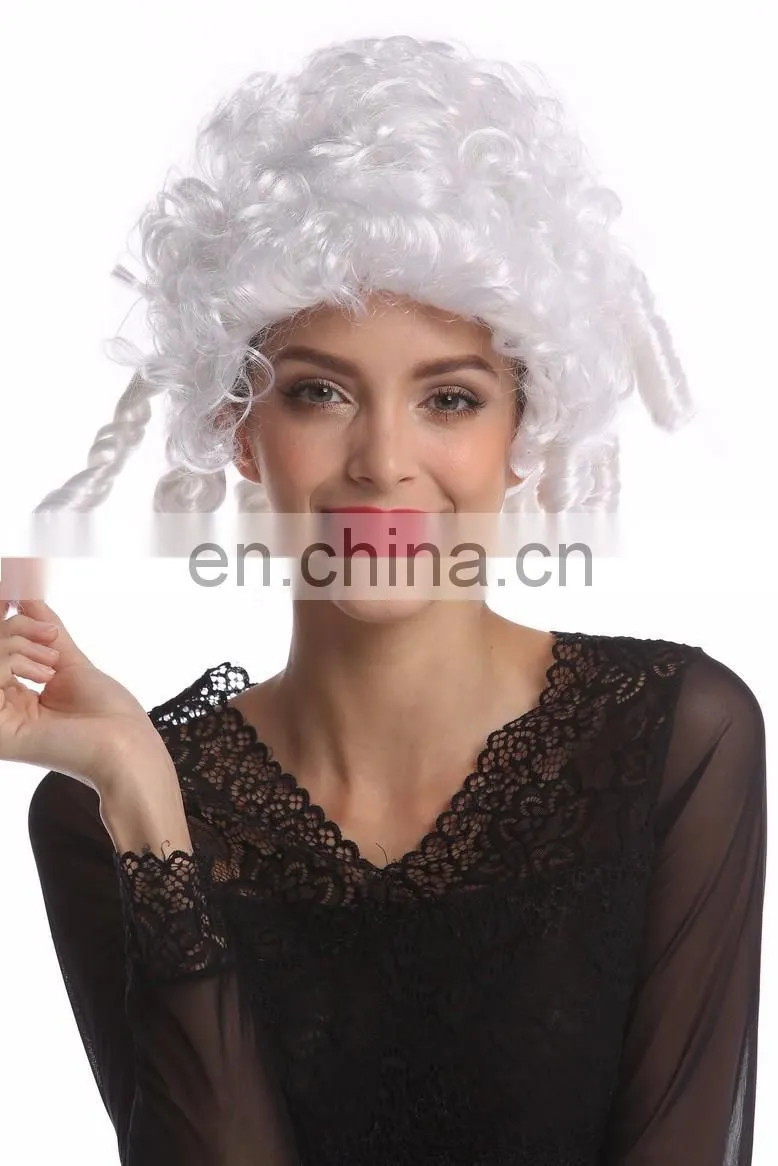 Rococo baroque short white curly wigs P-W237