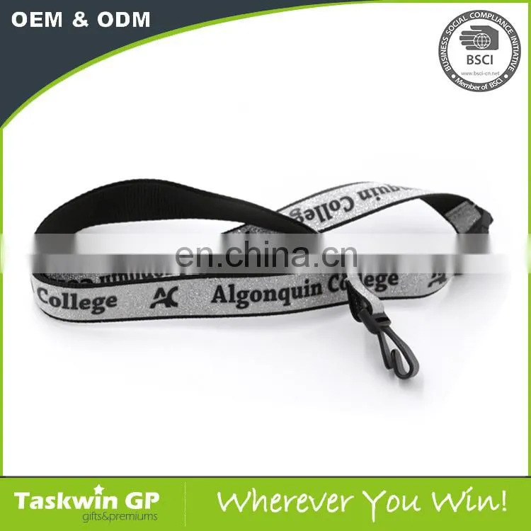 Custom supplies promotional polyester glitter neck lanyard