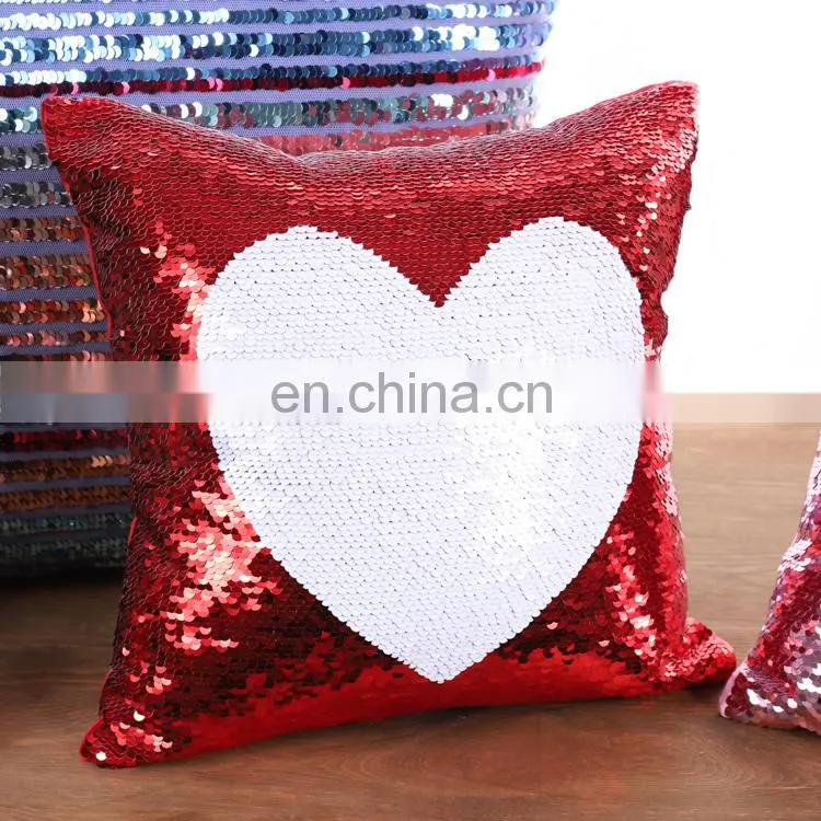 Custom design Reversible Sequins Heart Mermaid magic Cushion Pillow Covers Decorative