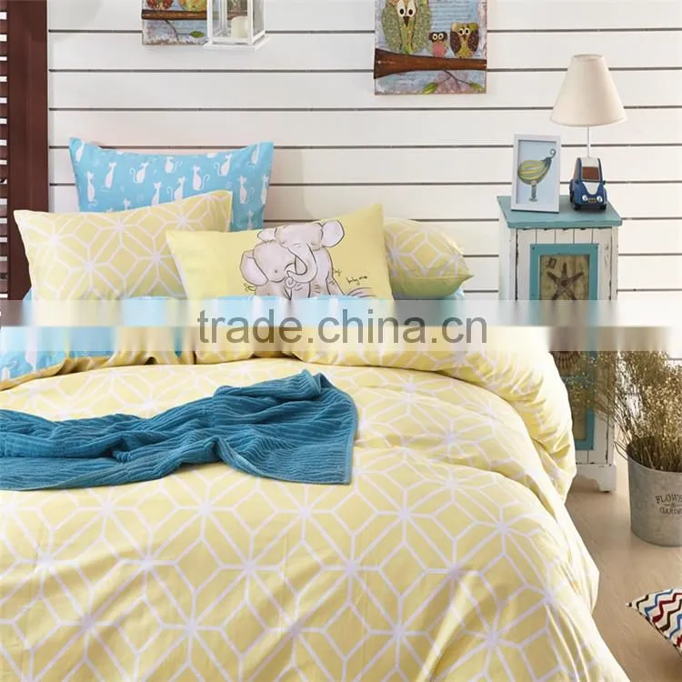 Yello geometric shapes printed cotton comforter cover set with zipper 4 pcs China duvet cover set