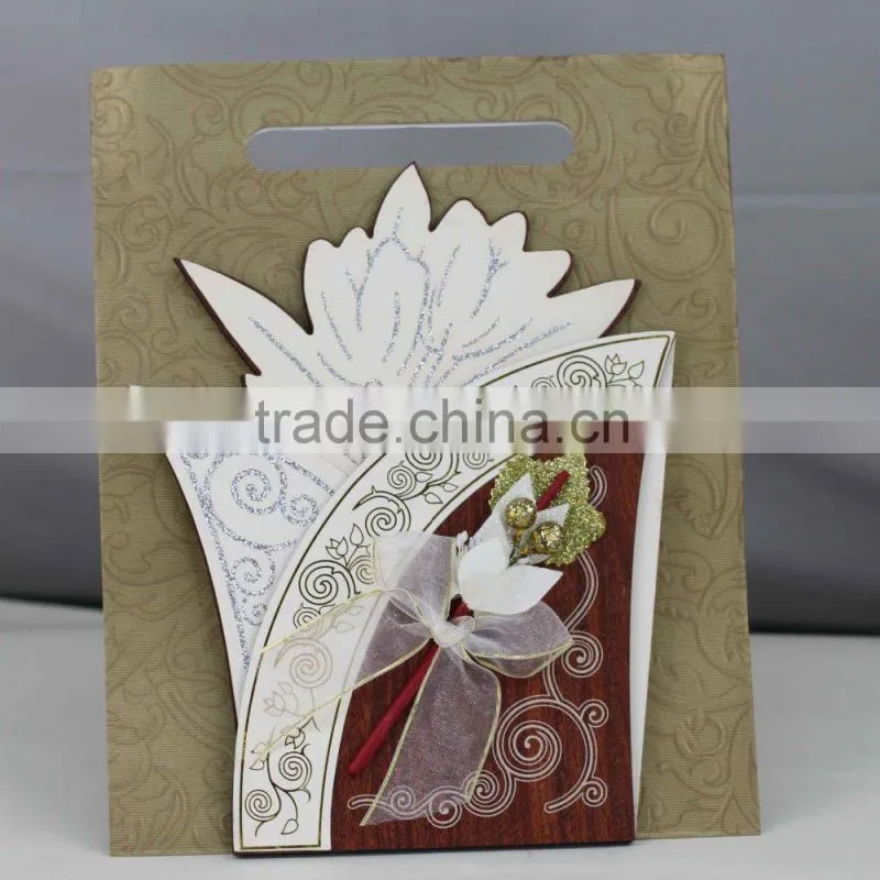 Special Product Flower Shaped Vintage Pakistan Style Wooden Wedding Invitations