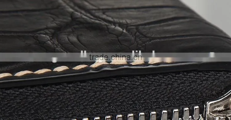 Luxury Wholesale Genuine Crocodile Alligator leather Women Zip Long Wallet Clutch Wallet for Men