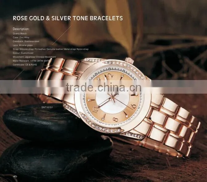 2016 lady watch rose gold tone bracelet watch slim stone luxury watch pictures of fashion girls watches