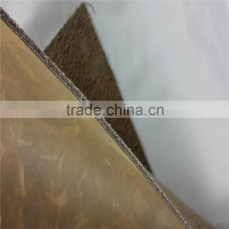 Cow split Crazy Horse Leather for vinateg style wallet