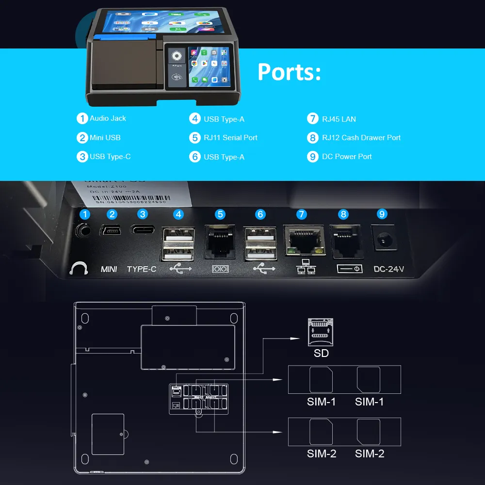 Z100 POS for buffet restaurant self-service payment