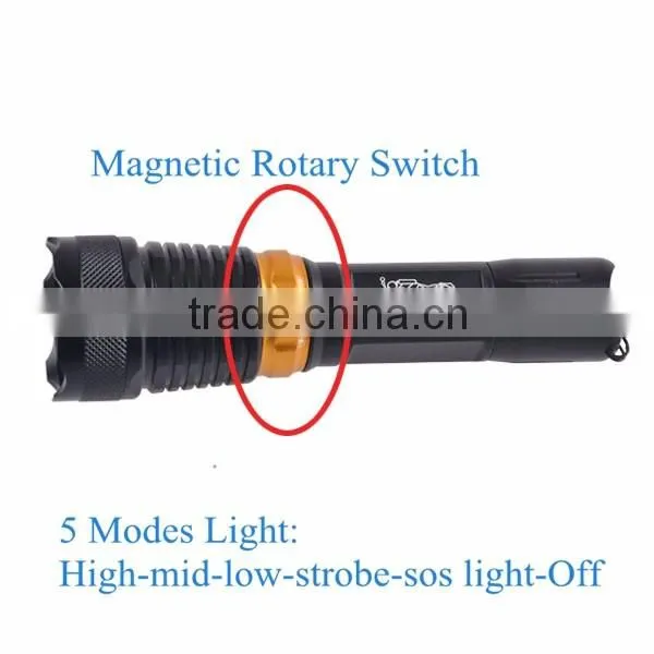 Aluminum Metal Q5 LED Powerful Diving Torch with Printing YT-57