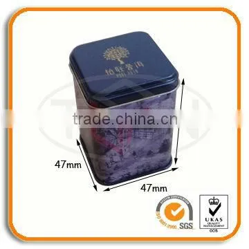 small rectangular tea sample tins