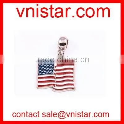 Vnistar metal alloy star shape large hole european style STATE flag beads for 2016 TB084