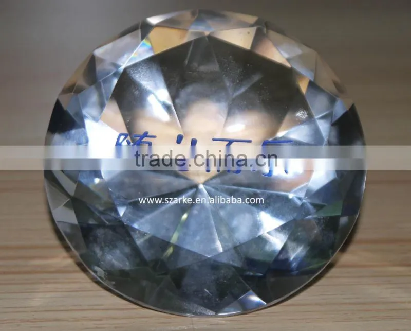 wholesale crystal diamond paper weight with printed logo,acrylic diamond shape paperweight,crystal decoration